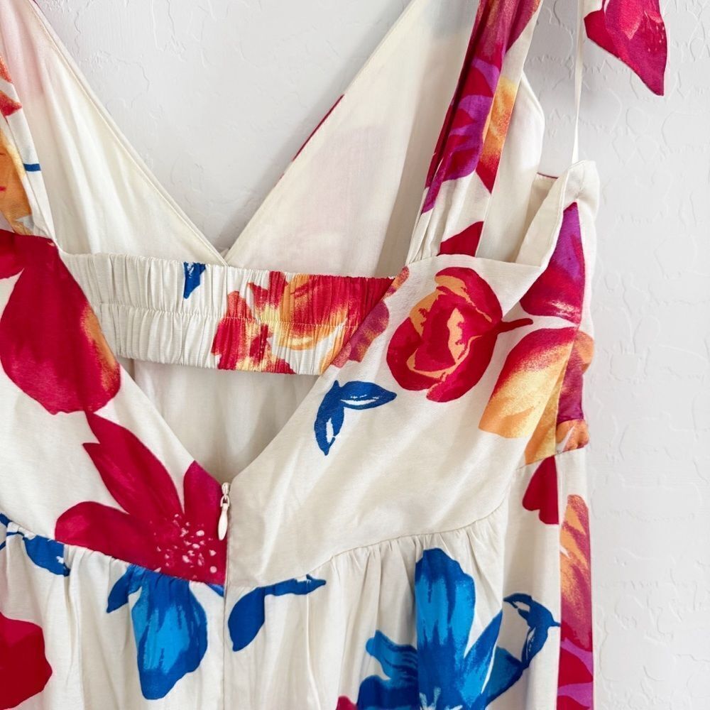 Anthropologie Skies Are Blue Floral V Neck Tie Strap Maxi Dress Size L - Picture 10 of 16